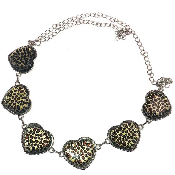 Wholesale 8709 Belts - Metal & Chain* Leopard Print Hearts - 
