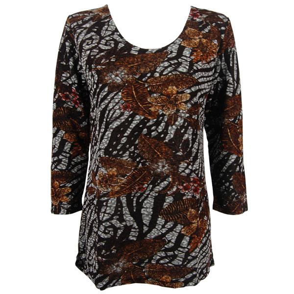 Wholesale 1215 - Slinky TravelWear Open Front Cardigan Zebra Floral - Brown - One Size Fits Most