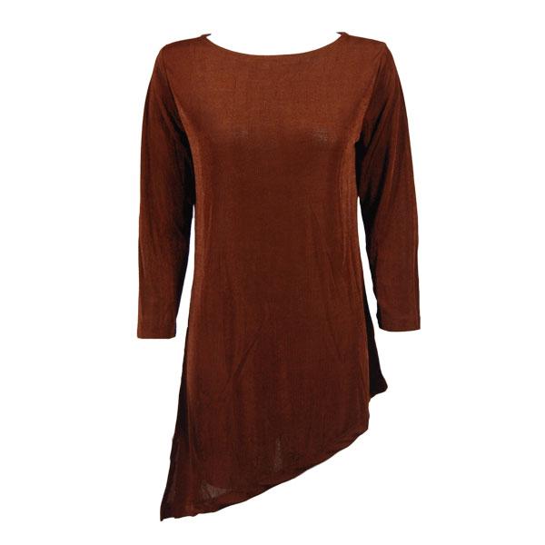 Wholesale 1176 - Slinky Travel Tops - Asymmetric Tunic Brown - One Size Fits Most