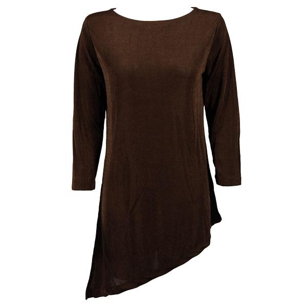 Wholesale 1176 - Slinky Travel Tops - Asymmetric Tunic Dark Brown - Plus Size Fits (XL-2X)