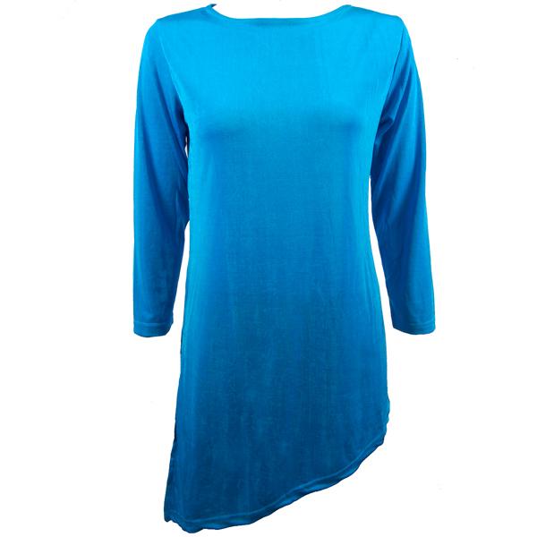 Wholesale 1176 - Slinky Travel Tops - Asymmetric Tunic Turquoise - Plus Size Fits (XL-2X)