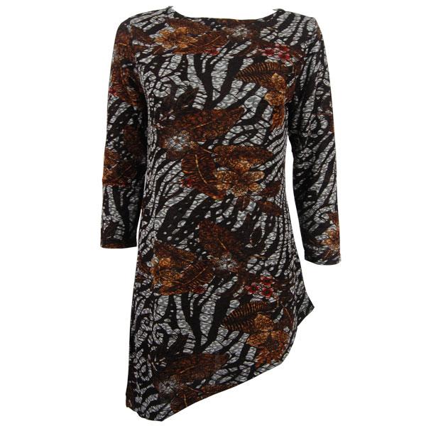 Wholesale 1176 - Slinky Travel Tops - Asymmetric Tunic Zebra Floral - Brown - One Size Fits Most