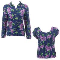 Twin Sets Silky Touch - Blouse / Cap Sleeve - Navy with Purple Flowers