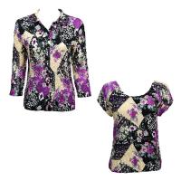 Twin Sets Satin - Blouse / Cap Sleeve - Raspberry Sherbet Abstract