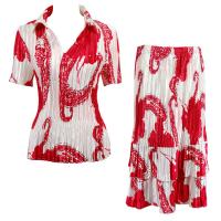 Sets Satin Mini Pleat - Half Sleeve with Collar - Red on White