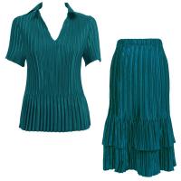 Sets Satin Mini Pleat - Half Sleeve with Collar - Solid Dark Teal