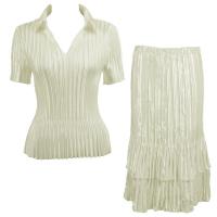 Sets Satin Mini Pleat - Half Sleeve with Collar - Solid Ivory