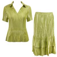 Sets Satin Mini Pleat - Half Sleeve with Collar - Solid Leaf Green