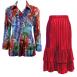 Abstract Blue-Red - Red Skirt