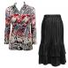 Reptile Floral Red - Black Skirt