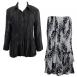 Solid Black - White-Black Swirl Dots Skirt