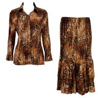 Sets Satin Mini Pleat - Blouse / Skirt - Golden Leopard
