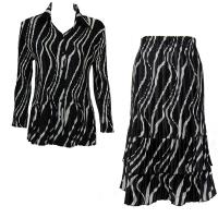 Sets Satin Mini Pleat - Blouse / Skirt - Ribbon Black-White
