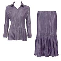Sets Satin Mini Pleat - Blouse / Skirt - Solid Dusty Purple