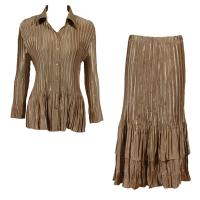 Sets Satin Mini Pleat - Blouse / Skirt - Solid Light Gold