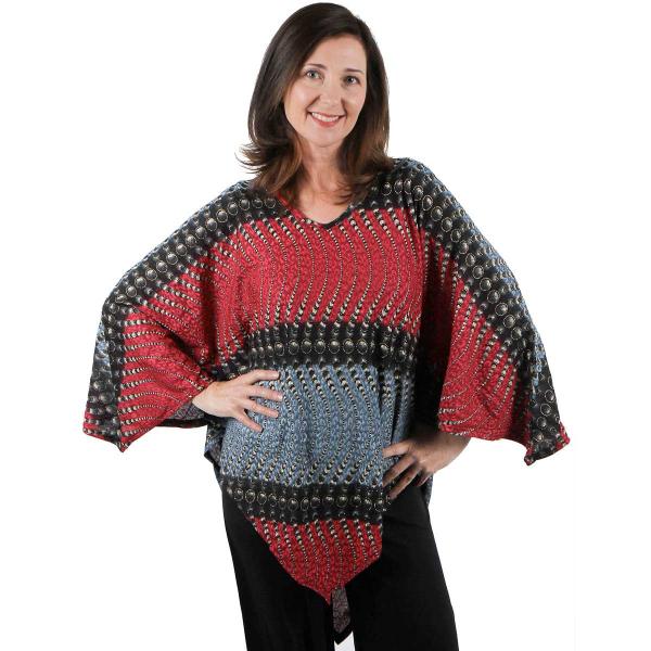 Wholesale 1196 - Slinky Weave Ponchos  Ribbons and Circles Denim/Magenta Slinky Weave Poncho - 