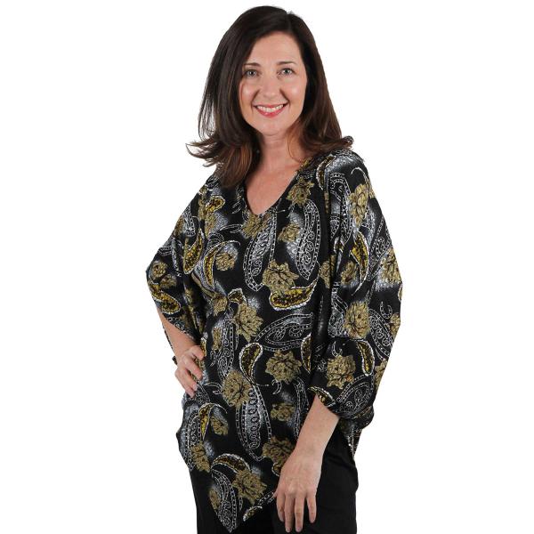 Wholesale 1177 - Slinky Travel Skirts Leaves and Paisley Gold/Silver Slinky Weave Poncho - 