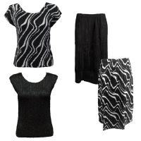 Sets Magic Crush Silky Touch - Two Cap/Calf Skirt - Ribbon Black-White - Black