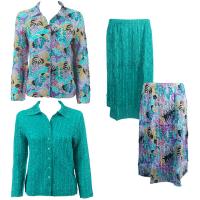 Sets Magic Crush Silky Touch-Two Blouse/Calf Skirt - Tropical Breeze - Bright Teal