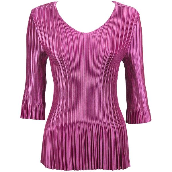 Wholesale 1210 - Satin Mini Pleat 3/4 Sleeve V-Neck Solid Orchid Satin Mini Pleat - Three Quarter Sleeve V-Neck - One Size Fits Most