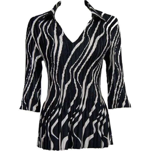 Wholesale 745 - Skirts - Satin Mini Pleat Tiered Ribbon Black-White Satin Mini Pleats - Three Quarter Sleeve w/ Collar - One Size Fits Most