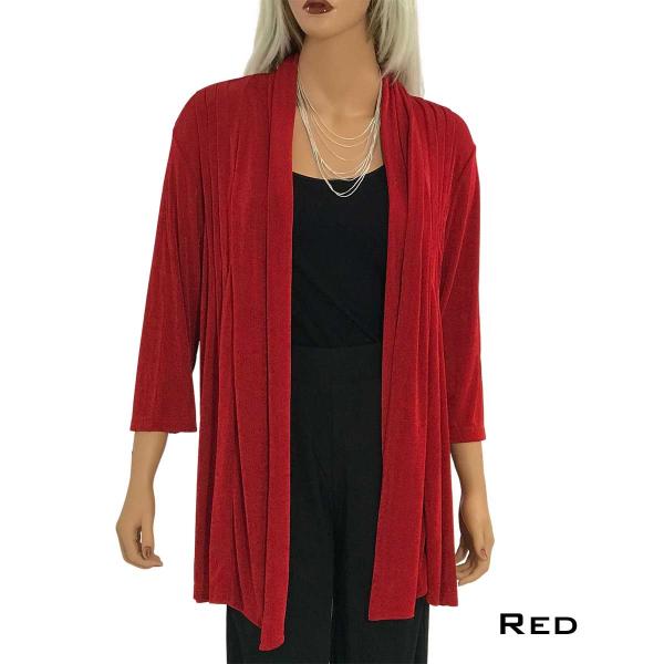 Wholesale 1175 - Slinky Travel Tops - Three Quarter Sleeve Red - Plus Size Fits (XL-2X)