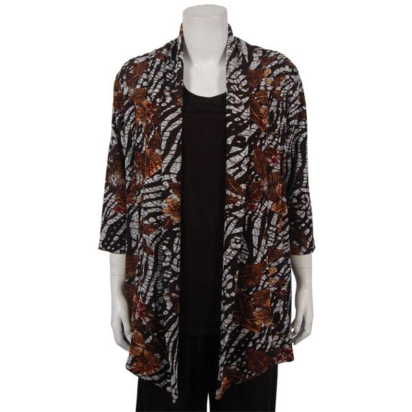Wholesale 1175 - Slinky Travel Tops - Three Quarter Sleeve Zebra Floral - Brown - One Size Fits Most