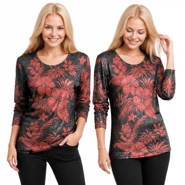 1227 - Beaded Long Sleeve Tops - #060<BR>
Tropical Floral Metallic - Black-Red One Size Fits Medium to Large 1227 - Beaded Long Sleeve Tops #060<BR>
Tropical Floral Metallic - Black-Red - One Size Fits Medium to Large