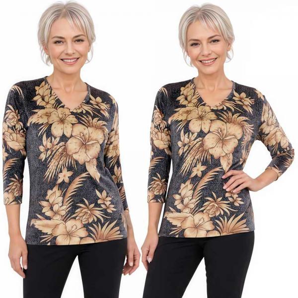 1227 - Beaded Long Sleeve Tops - #058<br>
Tropical Floral Metallic - Black-Gold One Size Fits Medium to Large 1227 - Beaded Long Sleeve Tops #058<br>
Tropical Floral Metallic - Black-Gold - One Size Fits Medium to Large
