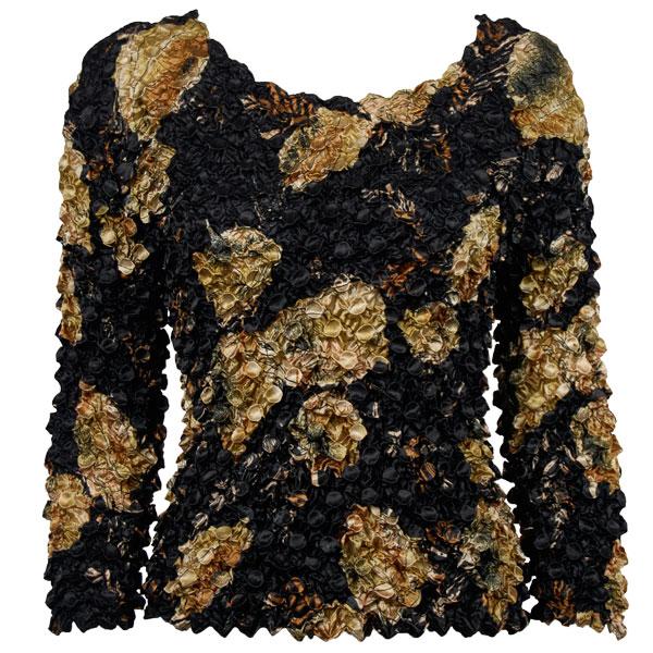 Wholesale 1233 - Coin Prints - Long Sleeve Black with Gold Leaves MB - One Size Fits Most