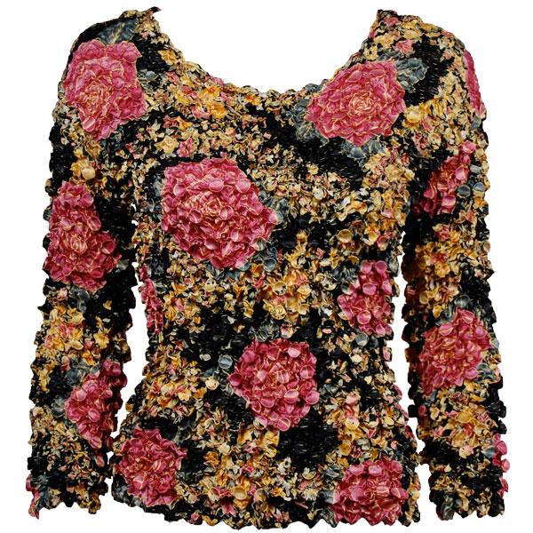 Wholesale 1233 - Coin Prints - Long Sleeve Black-Pink Rose Floral - One Size Fits Most