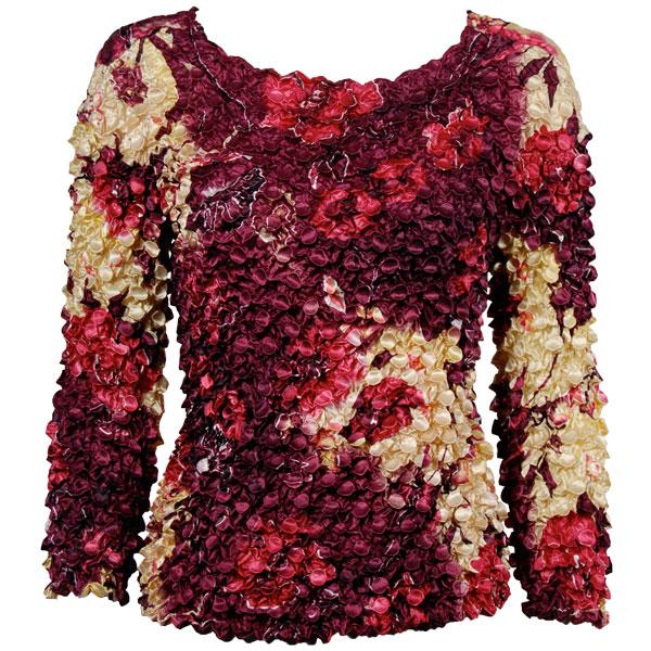 Wholesale 1233 - Coin Prints - Long Sleeve Rose Floral - Berry MB - One Size Fits Most