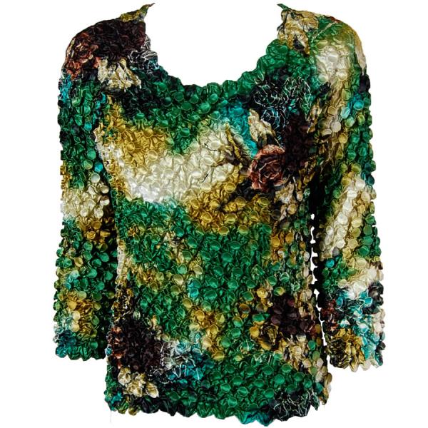 Wholesale 1233 - Coin Prints - Long Sleeve Floral - Green-Gold - One Size Fits Most