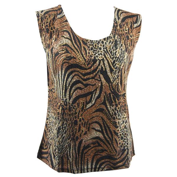 Wholesale 1246 - Sleeveless Slinky Tops  Animal Print with Brown and Gold Accent - One Size Fits Most