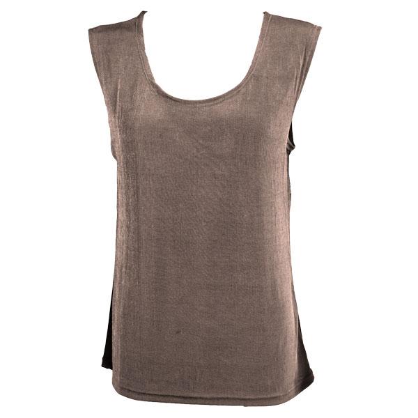 Wholesale 1246 - Sleeveless Slinky Tops  Taupe - Plus Size Fits (XL-2X)