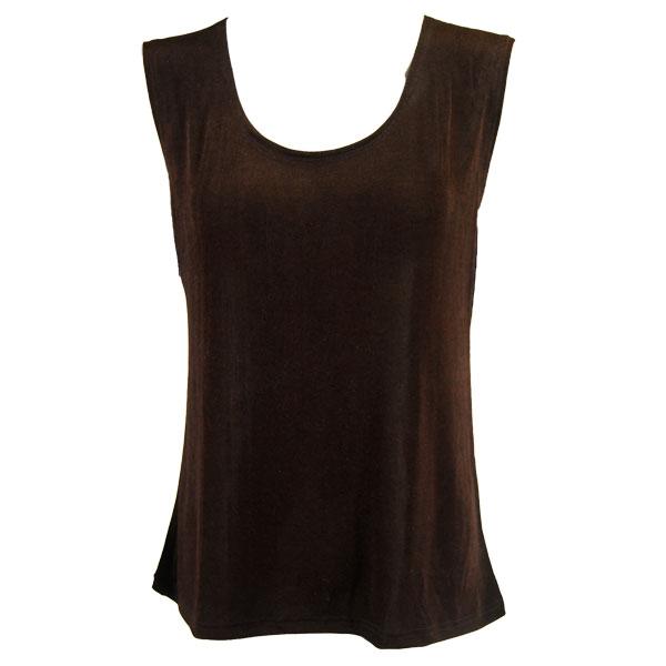 Wholesale 1246 - Sleeveless Slinky Tops  Dark Brown - Plus Size Fits (XL-2X)