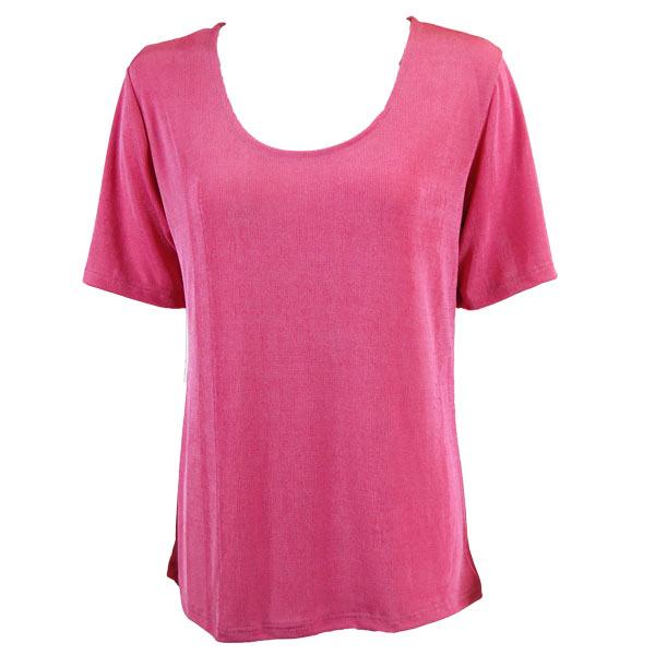 Wholesale 1247 - Short Sleeve Slinky Tops Raspberry - One Size Fits Most
