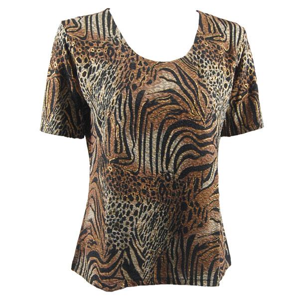 Wholesale 1248 - Slinky TravelWear Capris Animal Print with Brown and Gold Accent - Plus Size Fits (XL-2X)