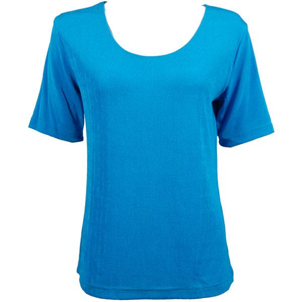 Wholesale 1247 - Short Sleeve Slinky Tops Turquoise - One Size Fits Most