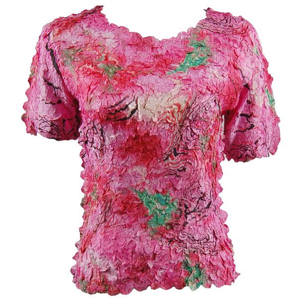 Wholesale 1255 - Petal Shirts - Short Sleeve  Abstract Pink-Red - One Size Fits Most