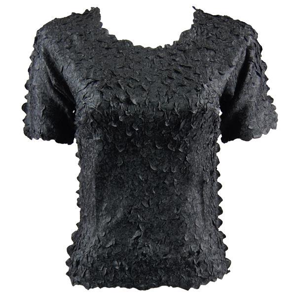 Wholesale 1255 - Petal Shirts - Short Sleeve  Solid Black - Queen Size Fits (XL-2X)