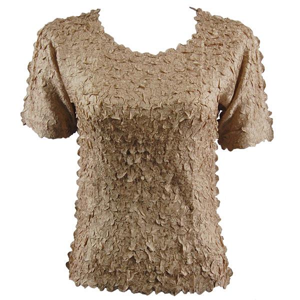 Wholesale 1255 - Petal Shirts - Short Sleeve  Solid Champagne - Queen Size Fits (XL-2X)