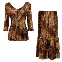 Sets Satin Mini Pleat - Three Quarter V-Neck - Golden Leopard