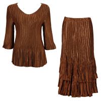 Sets Satin Mini Pleat - Three Quarter V-Neck - Solid Brass