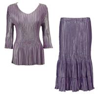 Sets Satin Mini Pleat - Three Quarter V-Neck - Solid Dusty Purple