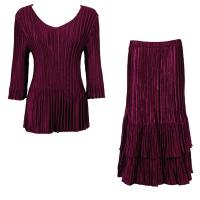 Sets Satin Mini Pleat - Three Quarter V-Neck - Solid Ruby