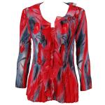 Georgette Mini Pleats - Ruffle Blouse - Tulips Charcoal-Red