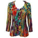 Georgette Mini Pleats - Ruffle Blouse - Abstract Floral - Rainbow