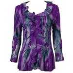 Georgette Mini Pleats - Ruffle Blouse - Tulips Charcoal-Purple