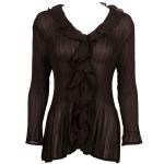 Georgette Mini Pleats - Ruffle Blouse - Solid Dark Brown